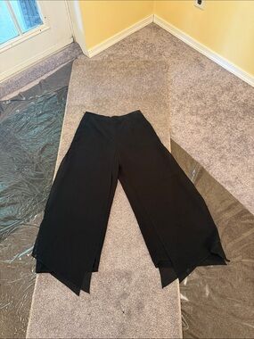 Black Wide-Leg Split Hem Palazzo Pants